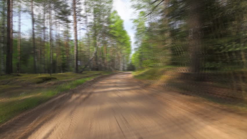 Driving through the woods