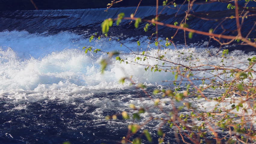 Water Splash in waterfall camera moving