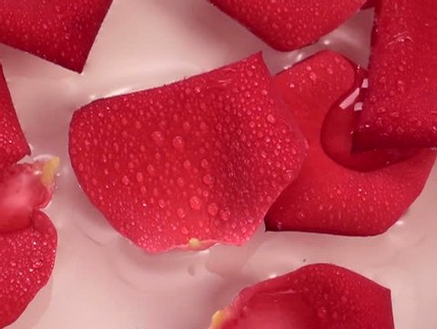 Rose petals in bowl of water - NTSC