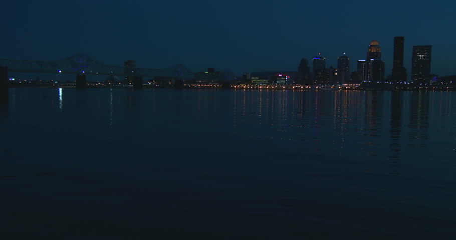 Beautiful shot of Louisville, Kentucky across the Ohio River at night.