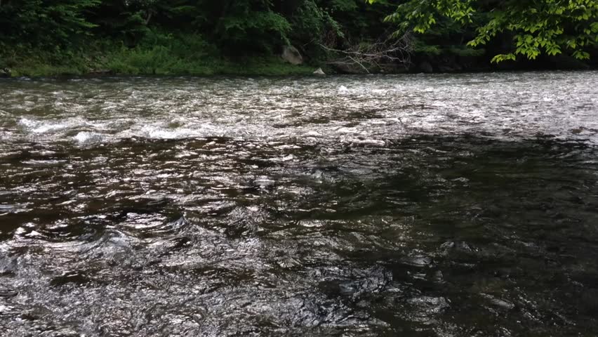 flowing water over rocks river calmer
