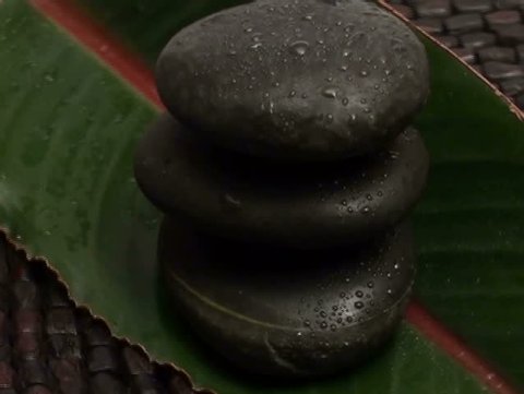 Massage stones on tropical leaf loop V2 - NTSC