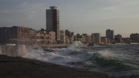 Waves in the malecon, La havana, Cuba