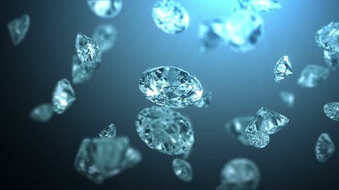 Frozen diamonds, beautiful background with a depth of field. 4K, seamless loop