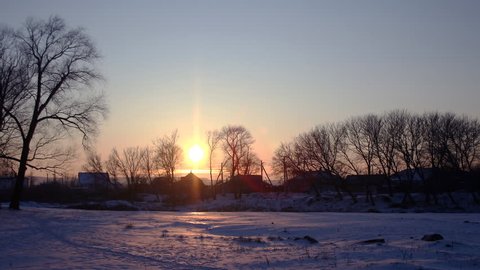 Russian Countryside: a Winter Sunset