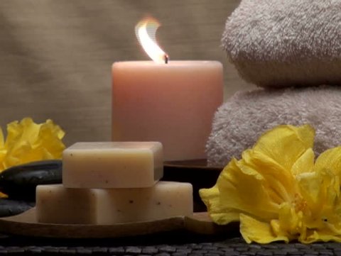 Spa setting with flowers - NTSC