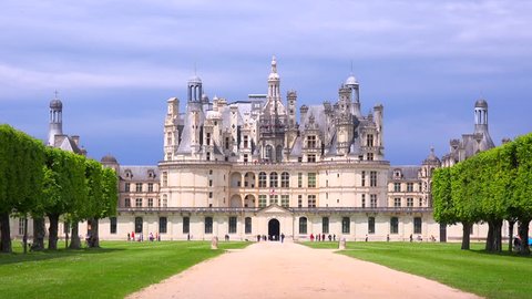 Distant shot of the beautiful chateau of Chambord in the Loire Valley in France.
