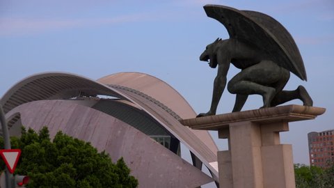 A mythical gryphon statue near the city of Valencia, Spain.