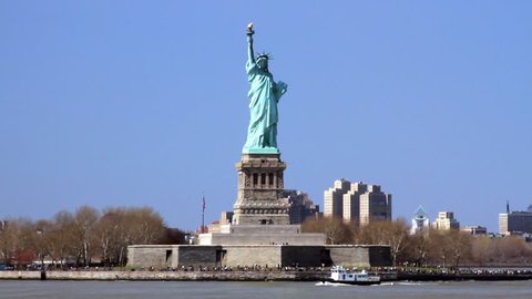 Statue of Liberty from the water Stock Video