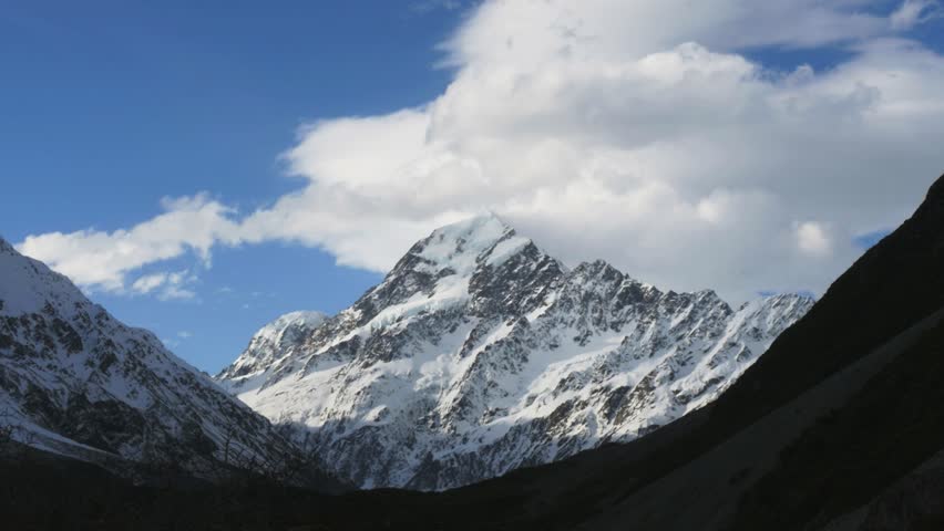 a close up time lapse of mt cook in new zealand from hooker valley