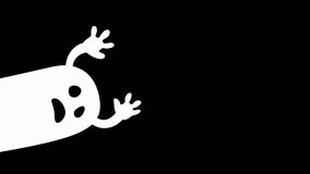 animated halloween cartoon ghost character on black background