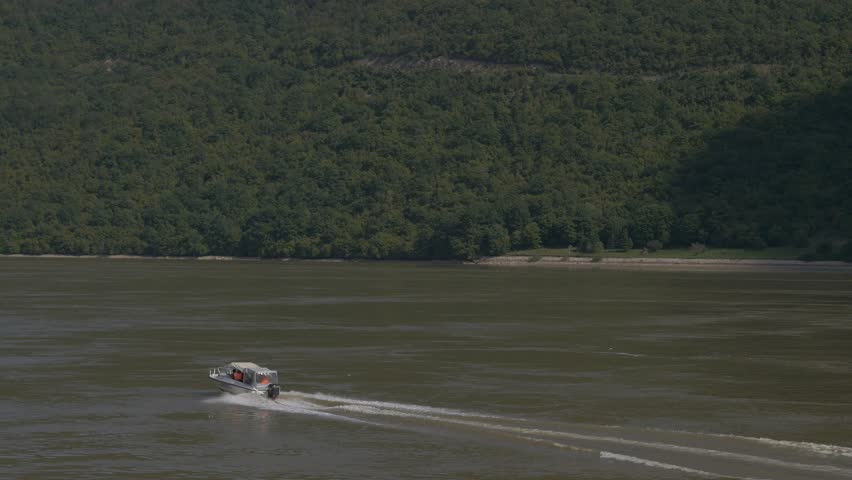 River Danube Djerdap gorge 4K 2160p UHD footage - Iron Gates symbol as border between Serbia and Romania 4K 3840X2160 UHD video