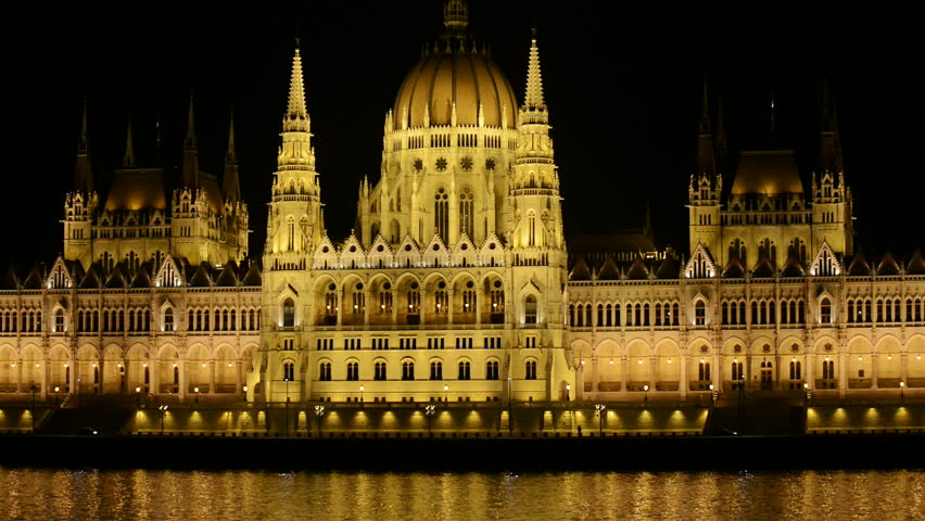 Parliament, Budapest, Hungary at night closeup