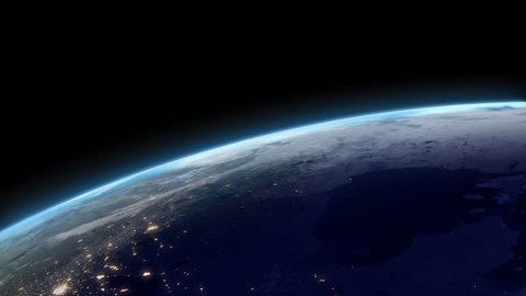 rotating Earth with night lights, one minute of animation. seamless loop