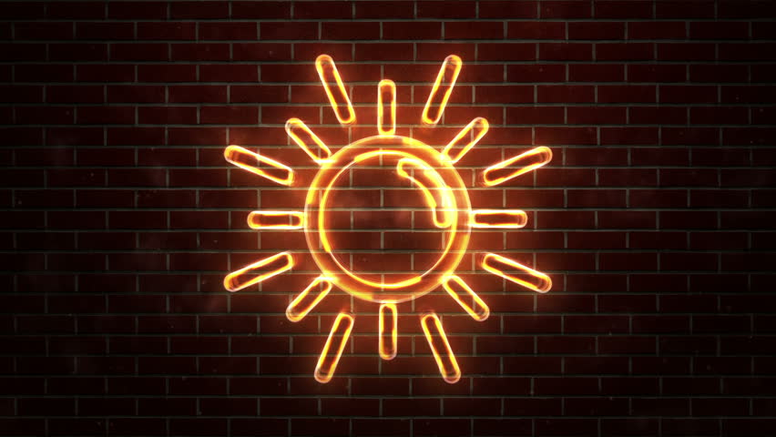 Sun Icon Neon Lights. Loop Stock Footage Video (100% Royalty-free