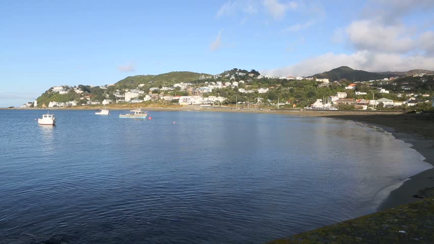 Scenic view of Island Bay in Wellington, New Zealand