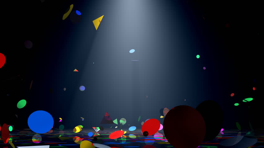 Colorful confetti falling with volume light, alpha channel included