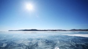 Drive the car across the frozen Lake Baikal,  a long video sequence + sound  