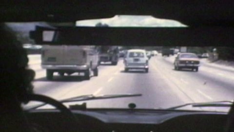 Vintage 8 mm time lapse driving shot of the Ventura 101 Freeway in 1982. 
