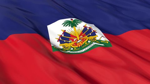 Flag of Haiti waving in the wind. Seamless looping. 3d generated.