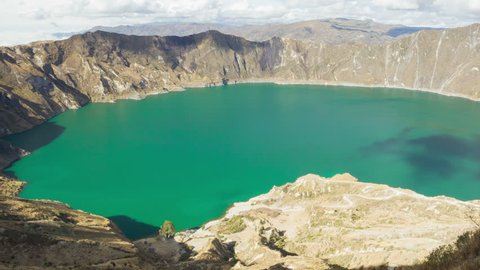 Quilotoa Volcano Crater Time Lapse Ecuador South America Stock Video