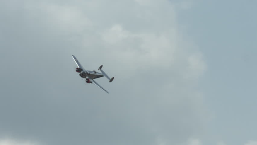 Military version of the Beechcraft AT-11 Kansan, the C-45 Expeditor used by USAAF during World War II.  Recorded in 4K, ultra high definition.