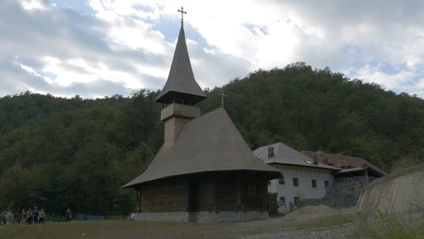 Monastery Vodita located in western Romania Mehedinti county 4K 2160p UHD video - Vodita monastery beautiful architecture of Romania 4K 3840X2160 UHD footage