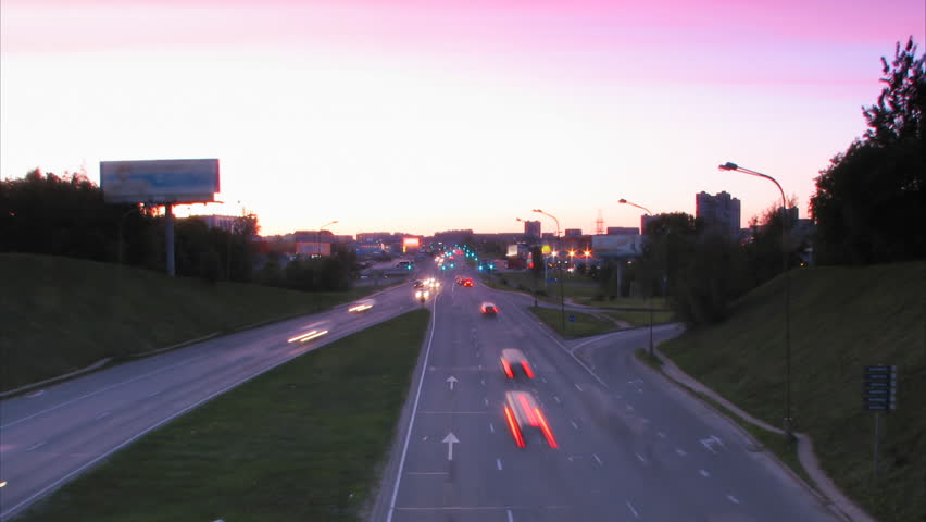 Night timelapse scene of car traffic and lights