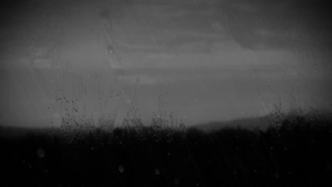Rain Train. A moody window view from a train.