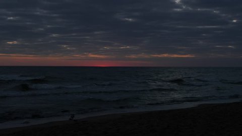 Before sunrise, beautiful painted sky and sun below horizon (Ultra HD, UHD, 4K)