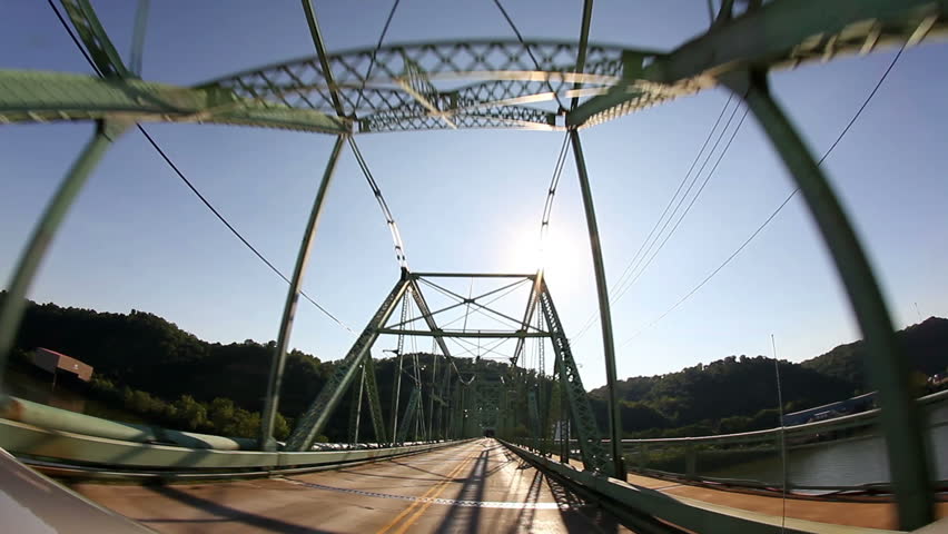 Traveling over a bridge.  Fisheye lens. | Shutterstock HD Video #763513
