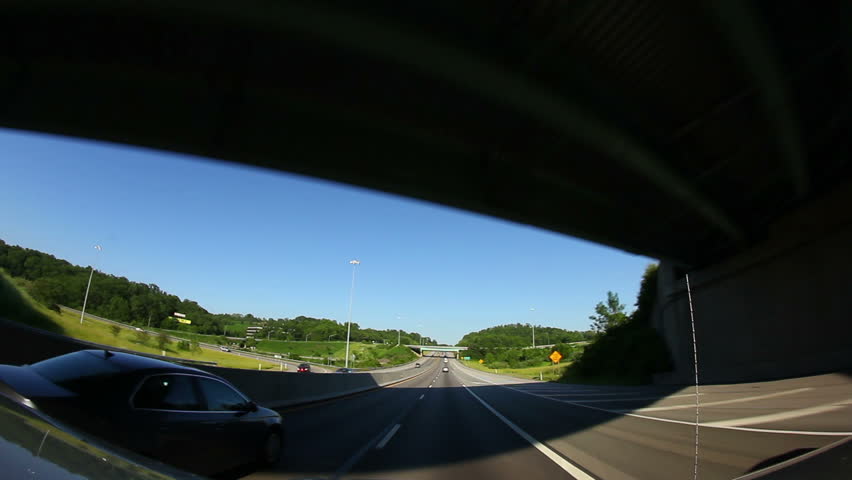 Traveling on I-376 towards Pittsburgh.  Fisheye lens.