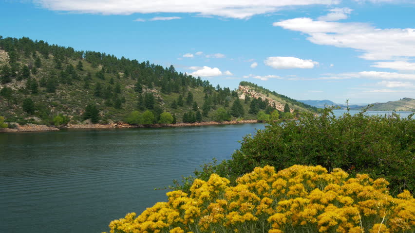 A picturesque view of Horsetooth Reservoir Located in the foothills west of Fort Collins Colorado.