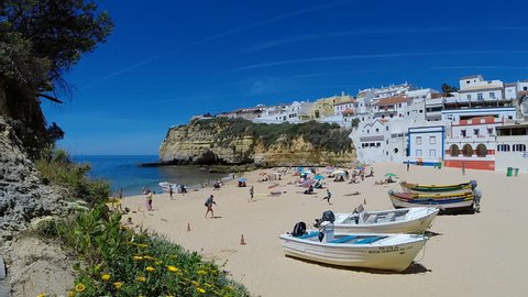 Carvoeiro Beach - Carvoeiro, located in the Algarve, South of Portugal. Once a small fishing village, now become a cosmopolitan resort
