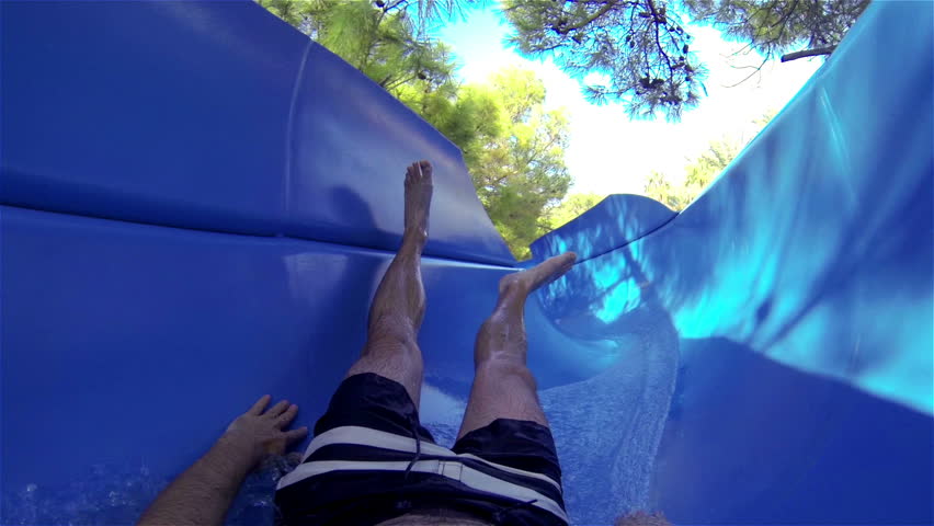 Crazy Race on the water slide in the water park