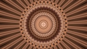 Lovely kaleidoscopic circle pattern in chocolate colors. Great ornamental animated background for your design.  Abstract fractal animation. Seamless loopable. HD video clip. 