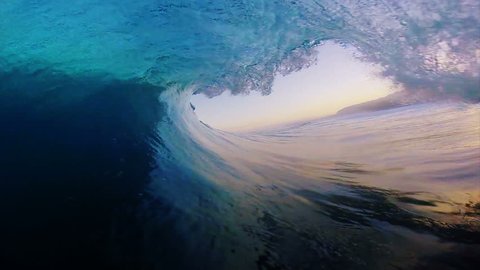 POV Surfing View Of Empty Ocean Wave Crashing