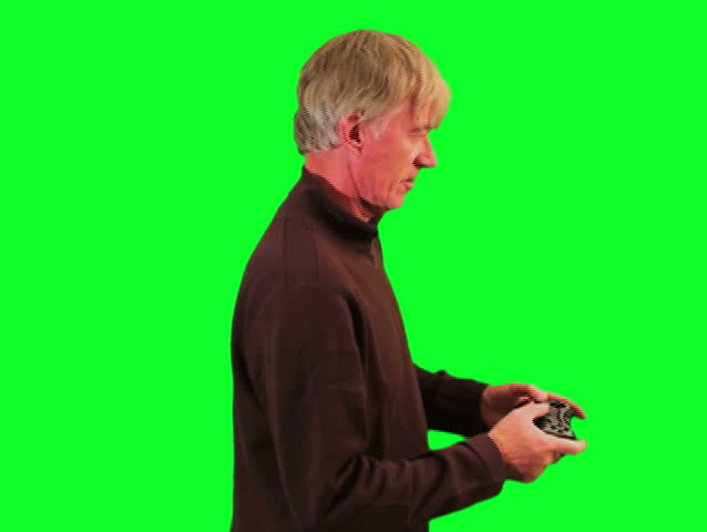 Man plays video game green screen - NTSC
