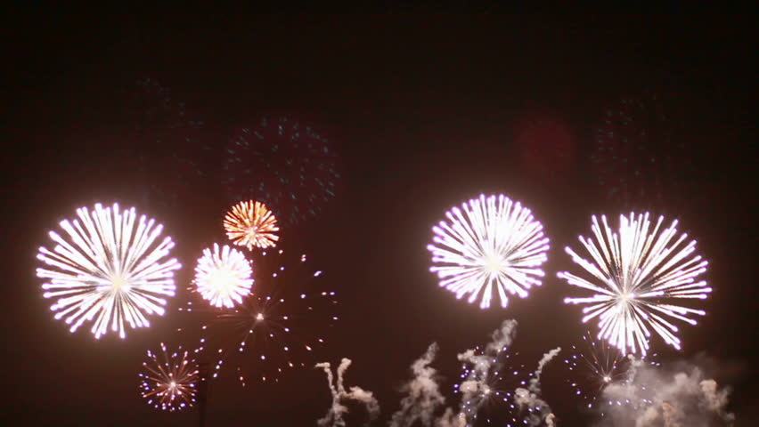 Fireworks in night sky in FullHD-3