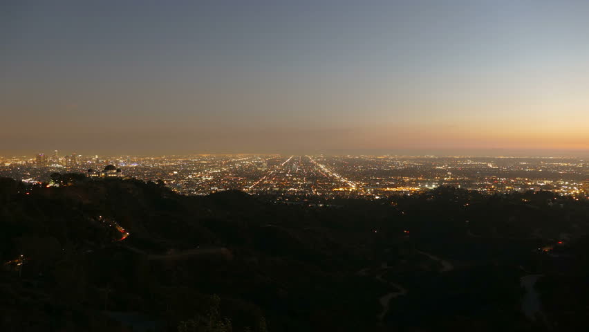Los Angeles dusk to night time lapse.