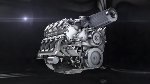 Car engine assembling-disassembling animation loop