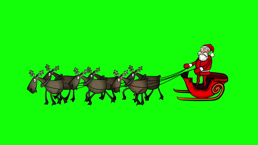 Christmas Cartoon Santa Claus Sleigh Stock Footage Video (100% Royalty