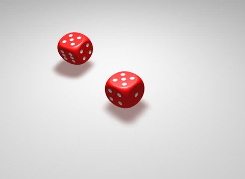 Two rolling dices giving 3 and 5 combination