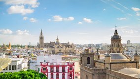 Seville, Spain city skyline time lapse.