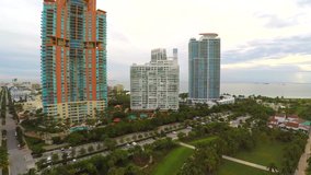 Aerial South Pointe Park Miami Beach 4k video
