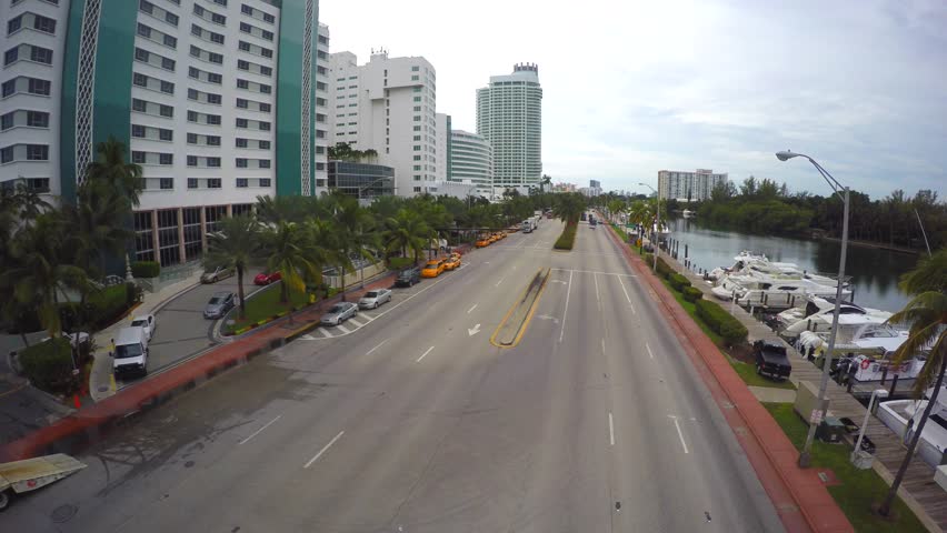 Aerial video of Collins Avenue Miami Beach 4k 
