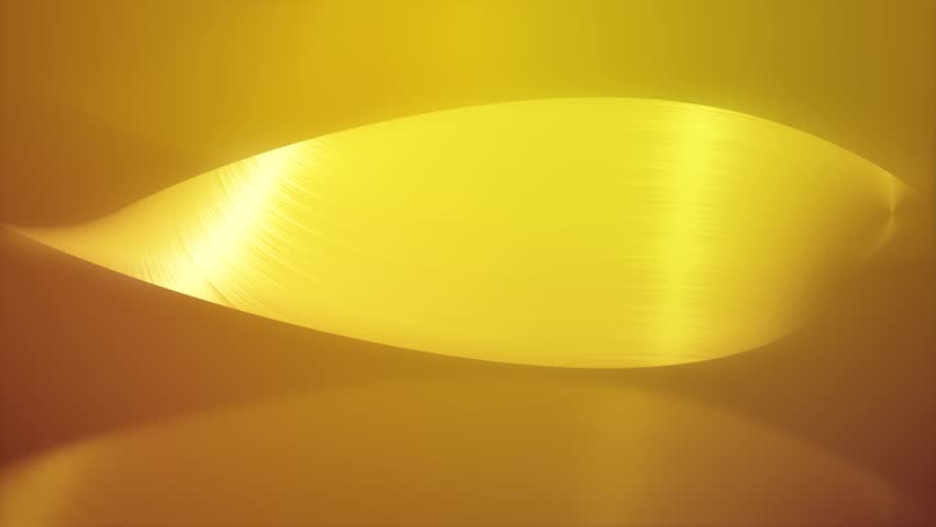 Loopable animated illustration of twisted golden bands revolving over a golden