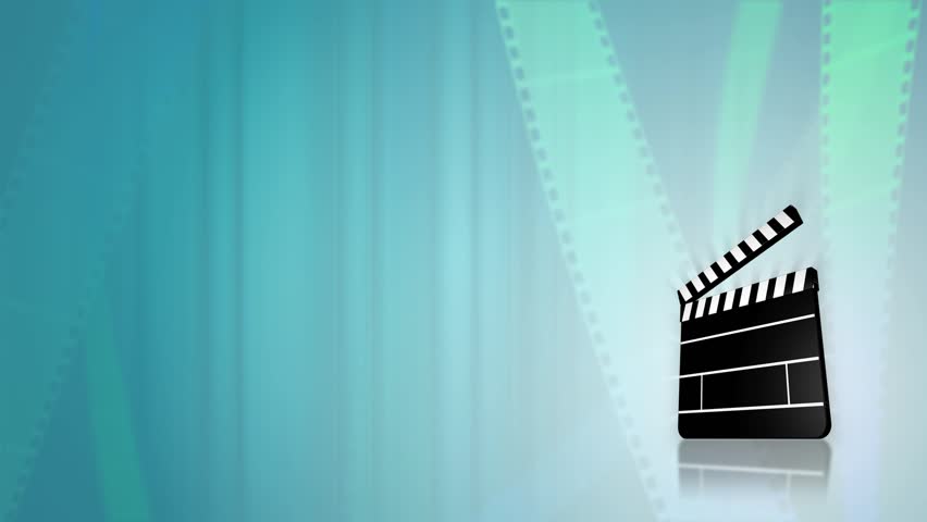 Loopable animated background of a three-dimensional clapperboard revolving over