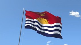 The Flag of Kiribati Waving on the Wind. Seamless Loop. You can find Alpha Matte on my other Videos