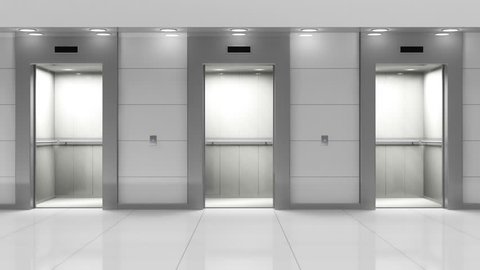 Seamless Looping Animation of Modern Elevators in the Hall. HQ Video Clip